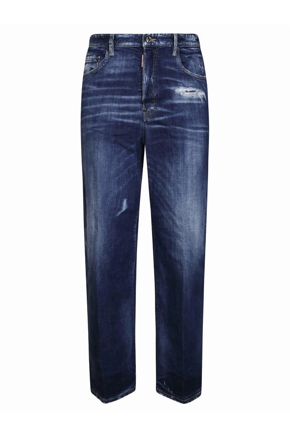 Distressed Blue Relaxed-Fit Jeans (Men's)