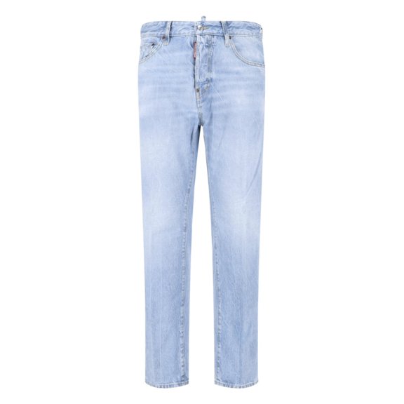Dsquared2 Light Blue Straight-Cut Denim Logo Jeans (Men's)