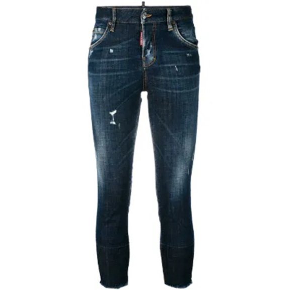 Dsquared2 Slim Fit Dark Blue Distressed Jeans (Women's)