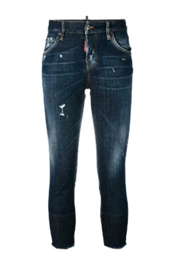 Slim Fit Dark Blue Distressed Jeans (Women's)