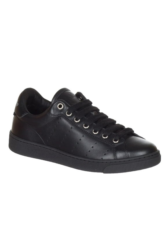 Women's Black Nappa Leather 'Santa Monica' Low Top Sneakers Shoes