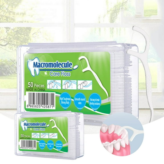 DssFDGR 50Pcs Toothpick Picks High Toughness Interdental Brush Stick Oral Care Tools Toothpicks with Portable Case Picks for Family Hotel Travel Fashion