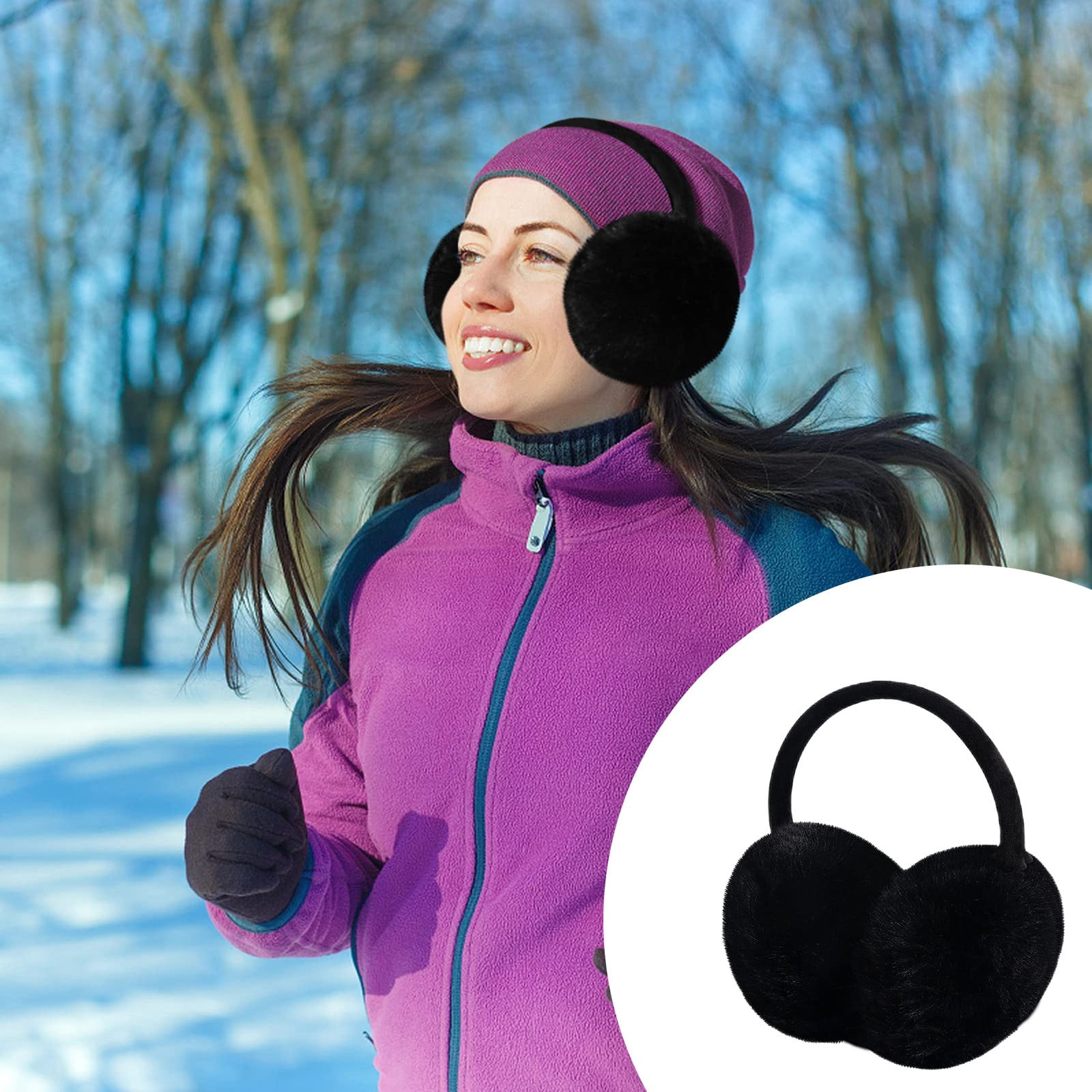 Winter Men Earmuffs, Big Size Foldable Polar Fleece Ear