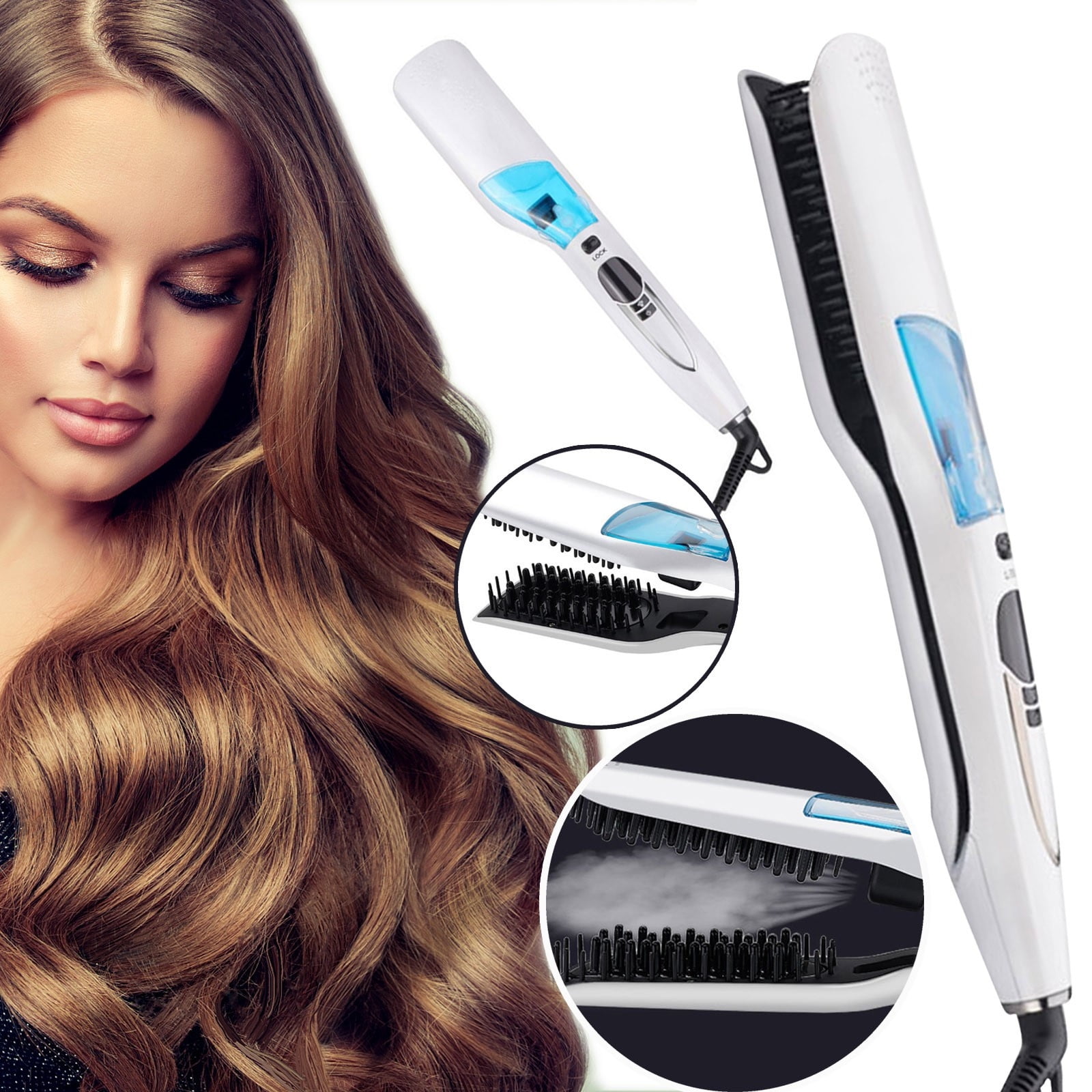 DssFDGR Steam Hair Straightener Steam Comb Straightening Automatic ...