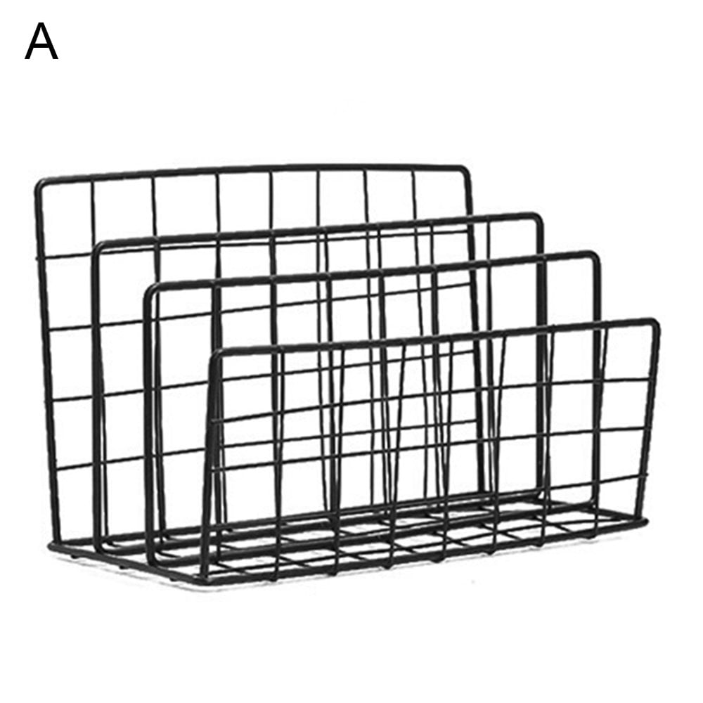 Dsseng 1/2/4 Layers Iron Grid File Book Storage Shelf Organizer Holder