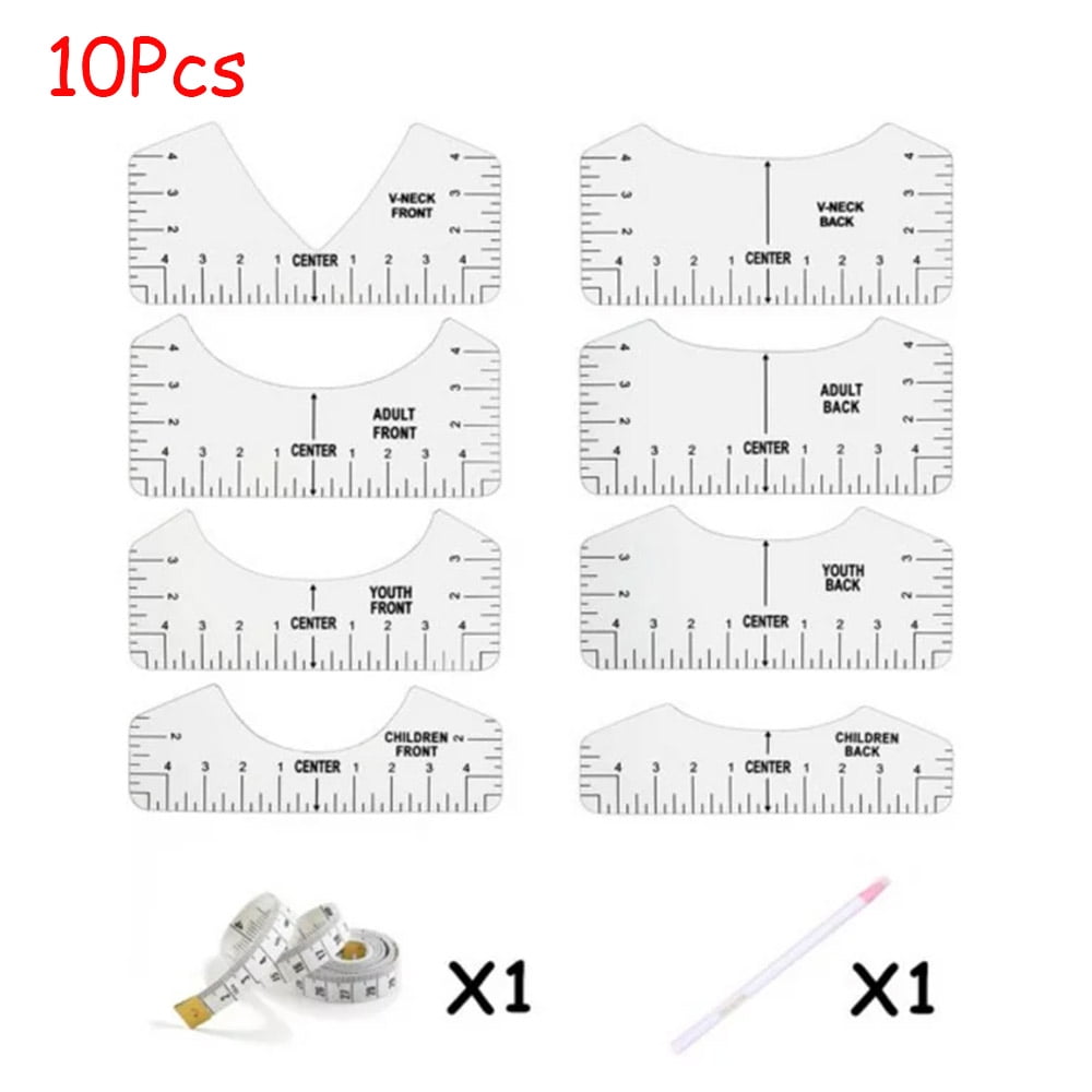 Dsseng 10 Pcs Tshirt Ruler Guide for Vinyl Alignment Tool with Soft ...