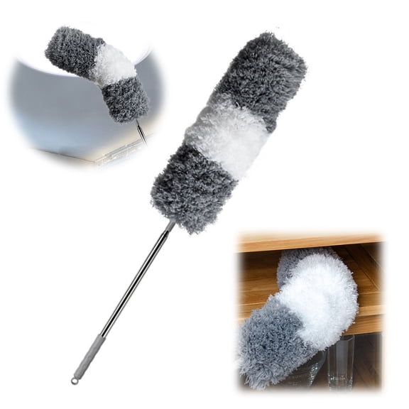 Dsseng 100 Inch Extendable Cobweb Duster, Scratch-Resistant Cover, Stainless Steel Pole, Detachable Bendable Head, Washable