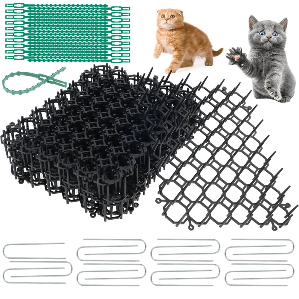 Dsseng 12pcs Cat Scat Mat with 15 Ground Spikes and 20 Cable Ties