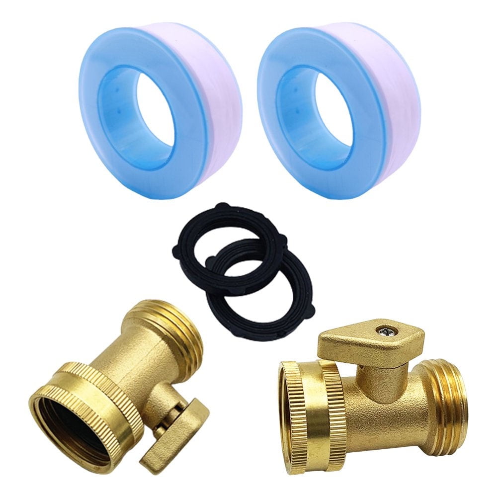 Dsseng 2 Pack Garden Hose Brass Shut Off Valve, 3/4'' Thread Heavy Duty Water Hose Connector Shutoff Ball Valve Faucet Hose Adapter