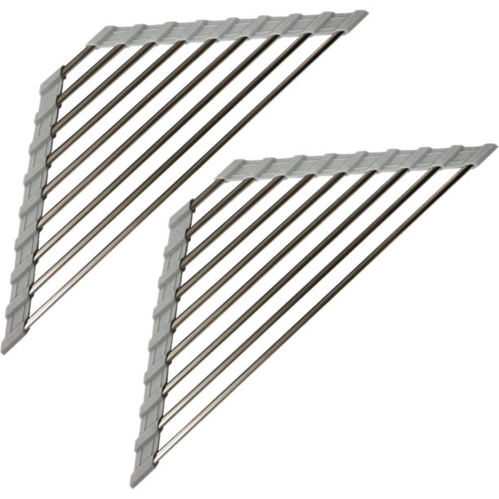 Dsseng 2 Pack Triangle Dish Drying Rack for Sink Corner Roll Up Dish ...