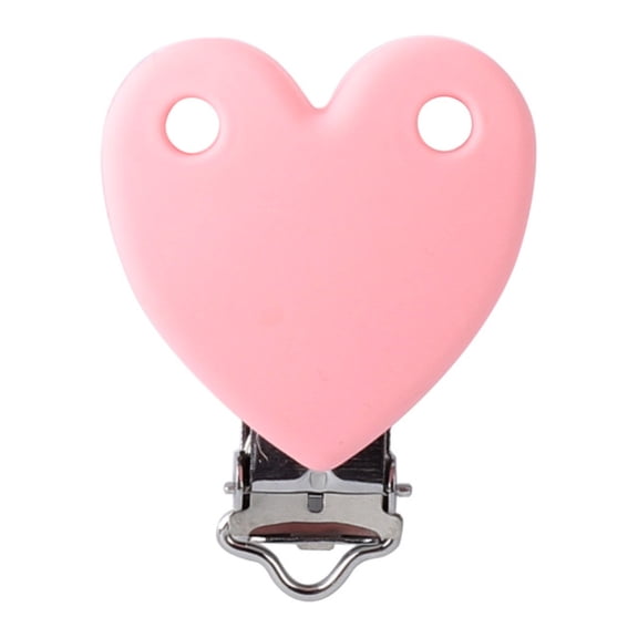 Dsseng 2 Pcs Baby Silicone Teether Clips Pacifier Holder Chains Shape Heart Baby Teething Accessories Products Oral Care Toys