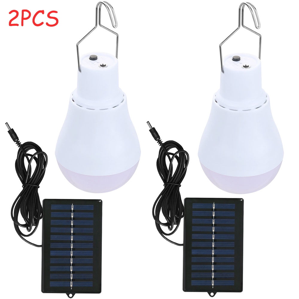 Dsseng 2Pack Solar Light Bulb Outdoor 110LM Portable Solar Powered Led Bulb Light for Chicken Coops Shed Hiking Fishing Camping Tent Lighting