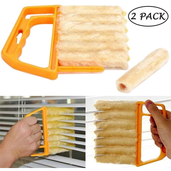 Dsseng 2Pcs Microfibre Blind Blade Cleaner Window Conditioner Duster Clean Brush,Kitchen Cleaning Tools for Awnings,Siding,Vinyl,Car,Fan