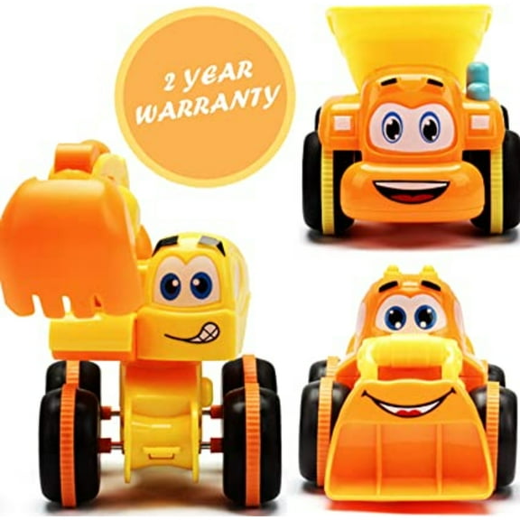 Dsseng 3 Pcs Cars Cartoon Construction Vehicle Set - Toddler Boys Toys & Toy Trucks, Bulldozer, Excavator ,Tipper Truck
