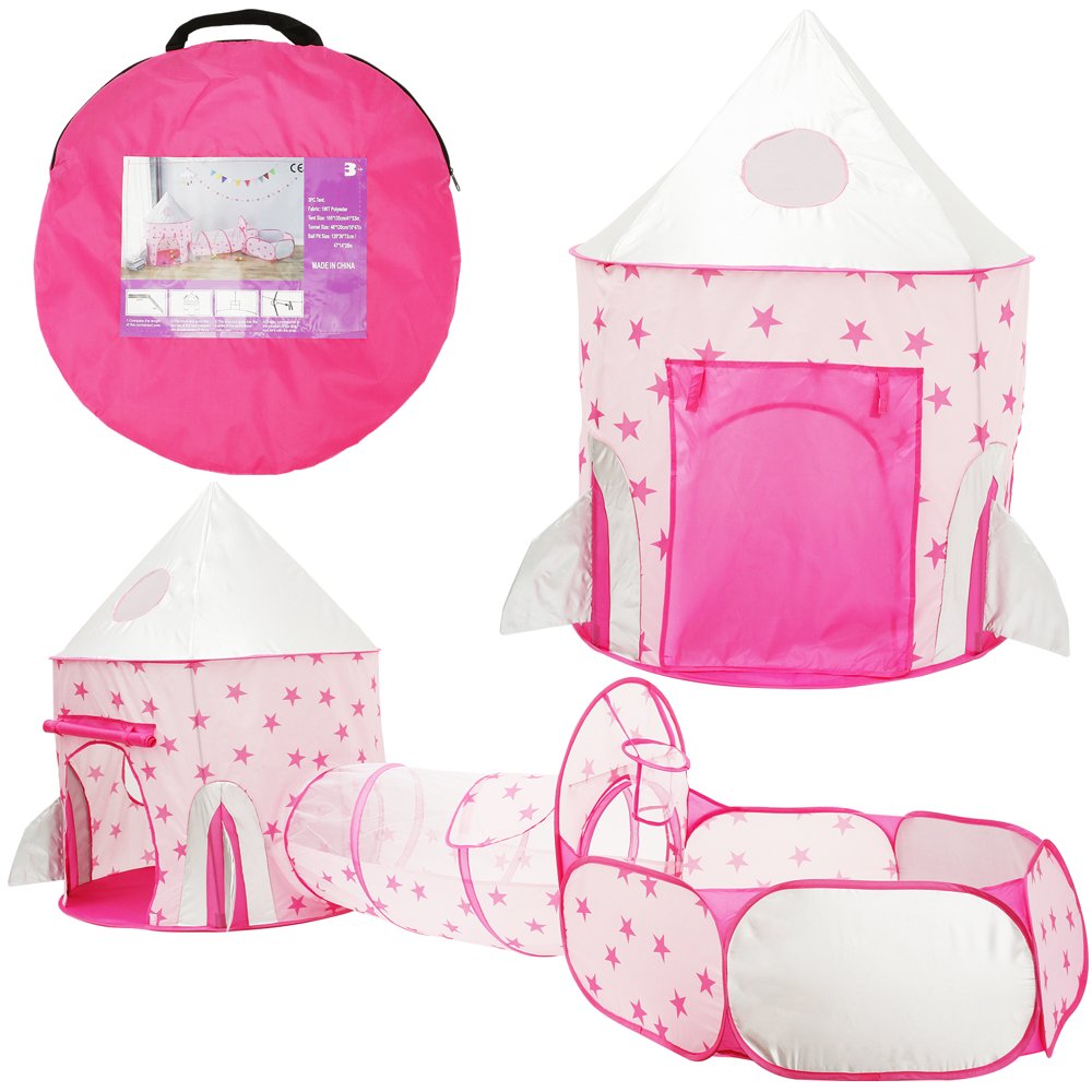 Dsseng 3 in 1 Kids Play Tent and Tunnel Pop Up Play Tent Ball Pit Foldable Indoor Outdoor Camp