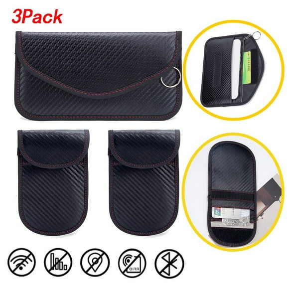 Dsseng 3Pcs Shielding Bag Combination Set 2 Pack Upgraded Faraday Bag for Key Fob+1 Pack Faraday Phone Signal Blocking Bags for Cell Phone Privacy Card Car Key Protection