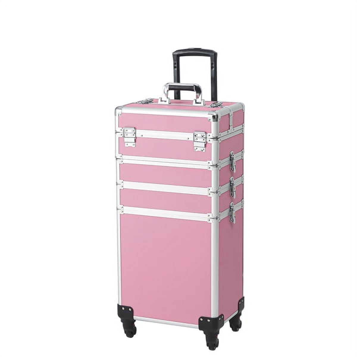 Dsseng 4pcs Trolley ABS Pink Cosmetic Case with Universal Wheel 75*35