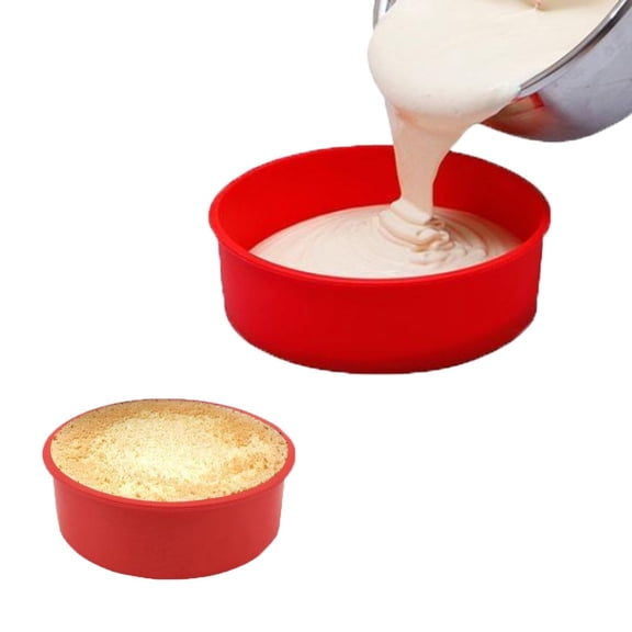 Dsseng 6 Inch 2 Pcs Silicone Cake Pan for Baking, Round Cake Molds Silicone Baking Pan Non-Stick Quick Release Suitable for Cheesecake Chocolate Cake Brownie Cake puddings