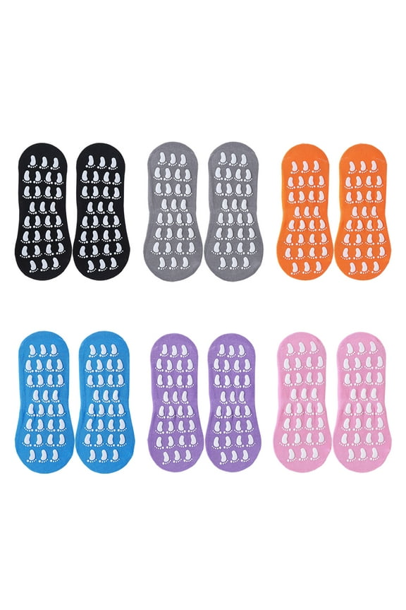 6 Pairs Non Slip Skid Socks for Women, Slipper Socks with Grippers for Hospital Yoga Pilates