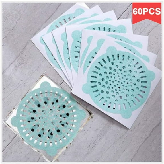 Dsseng 60 Pieces Drain Hair Catching Sheet Shower Sink Tub Disposable Drain Protecting Catching Stick- Bathroom Waterproof for Kitchen, Bathroom, Bathtub