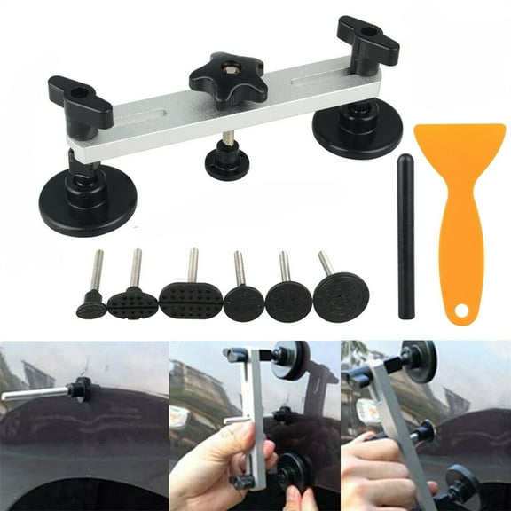 Dsseng Auto Body Repair Tool Kit, Car Dent Puller with Double Pole Bridge Dent Puller, Glue Puller Tabs, Glue Shovel for Auto Dent Removal, Minor dents, Door Dings and Hail Damage