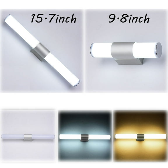 Dsseng Bathroom Vanity Light Fixture, 15.7inch 16W Chrome LED Mirror Lights for Bathroom Wall Sconces Bar Lighting(White Light)