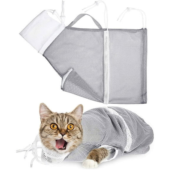 Dsseng Cat Shower Net Bag Cat Grooming Bathing Bag Adjustable Cat Washing Bag Multifunctional Cat Restraint Bag Prevent Biting Scratching for Bathing, Nail Trimming, Ears Clean, Keeping Calm