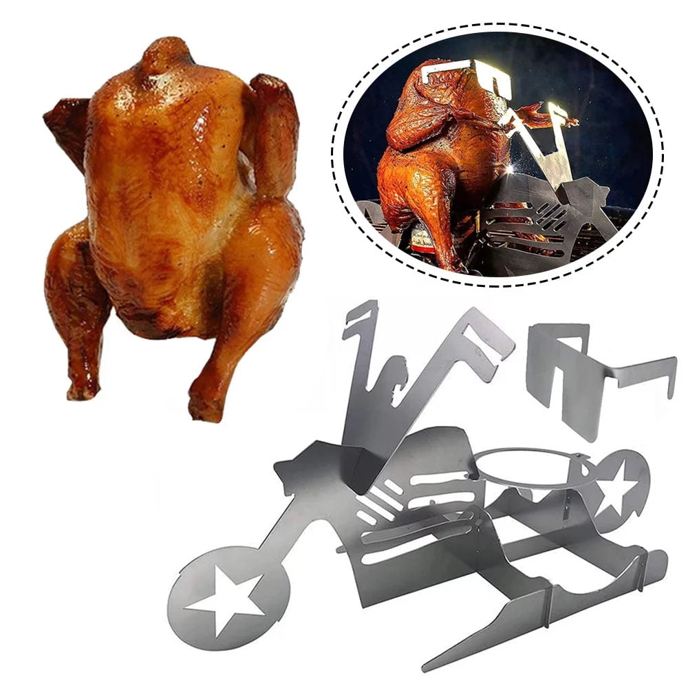 Dsseng Chicken Stand for Grill Motorcycle BBQ Chicken Stand Portable