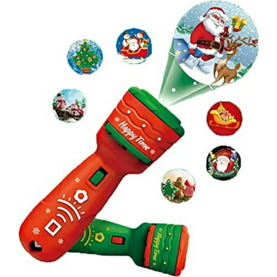 Dsseng Christmas Flashlight Projector 21 Different Images，LED Christmas Story Projection Torch Indoor Outside Decor，Kids Luminous Toy Educational Gift(Red)
