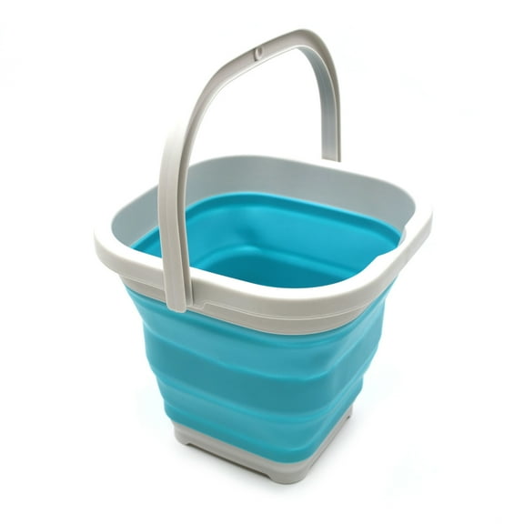 Dsseng Collapsible Bucket, 5L 1.3Gallon Small Cleaning Bucket Mop Buckets for Household Outdoor Car Washing Tub Plastic Foldable Portable Camping Beach Sand Water Pot Pail Space Saving Square