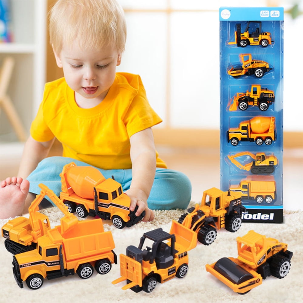 SEERMIA 11-pieces Mini Construction Vehicles Cake Decoration Set Truck Cake Toppers Construction Birthday Party Supplies 6 PCS Construction Trucks Toys 5 Pieces Road Sign Decorations