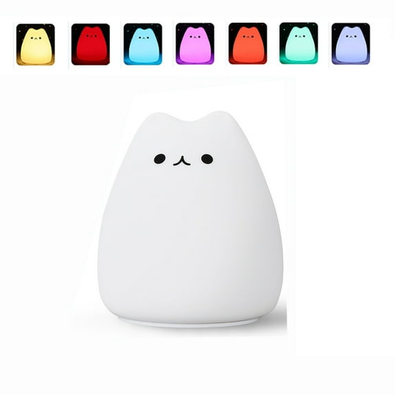 Dsseng Cute LED Night Light for Kids, Tap Sensor Control, Children Night Light Warm White Normally-on and 7 Colors Mode, Good Decor Lamp for Baby Adults Bedroom