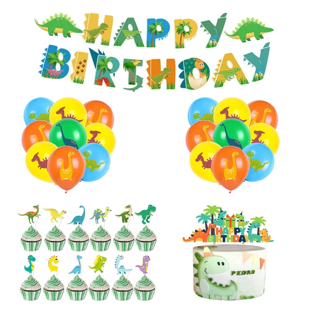 Treasures Gifted Dinosaur Birthday Banner - 2 Pack Pennants, Dino Party Decorations For Boys