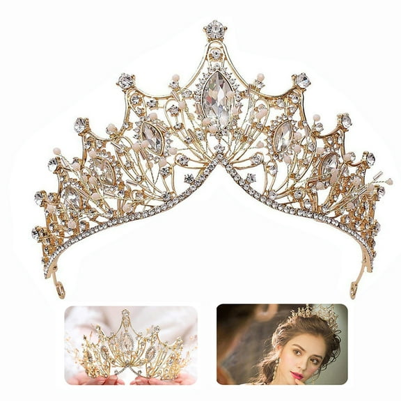 Dsseng Gold Baroque Crowns and Tiaras Costume Rhinestones Wedding Queen Crown Princess Bridal Tiaras Hair Accessories for Wedding Prom Bridal Party Costume Christmas Gifts