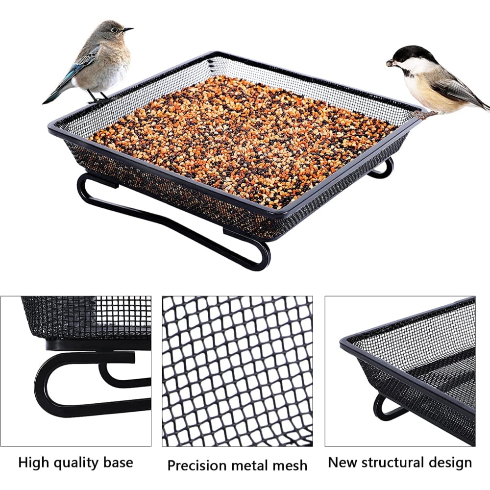 Mangeoire Oiseaux Sol Fer Anti Rouille 17x17cm Grille Drainage Rapide