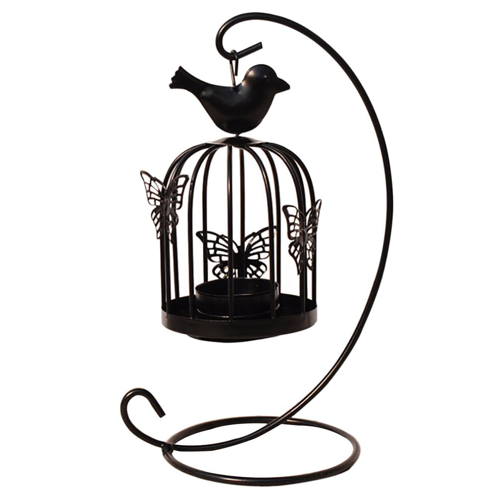 Dsseng Hanging Metal Vintage Butterfly Round Birdcages Metal Wall Hanging Bird Cage for Small
