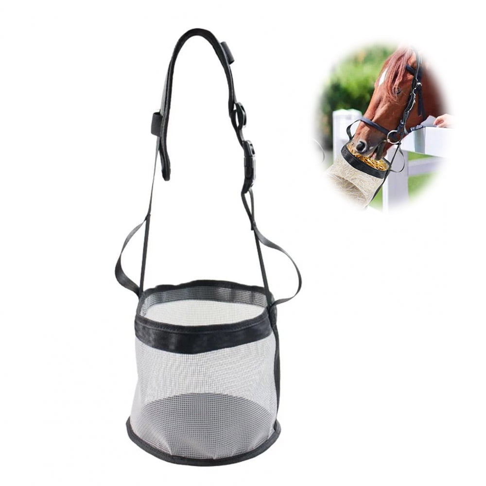 Dsseng Horse Feed Bag，Heavy Duty Nylon Mesh Grain Feed Bag with