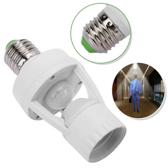 Dsseng Indoor Porch Infrared PIR Induction E27 With Sensor 360 Degrees Screw Socket Hallway Motion Detection LED Light Energy Saving Bulb Holder For Indoor/Outdoor Garage Lighting