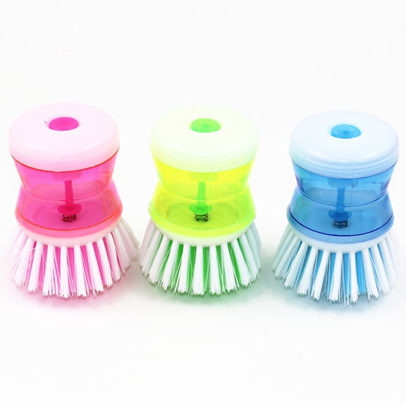 Dsseng Kitchen Dishwashing Brush Dish Scrub Brush Dish Scrubber Bubble Up Brushes with Soap Dispenser for Vegetable Utensils Cleaning(Random Color)