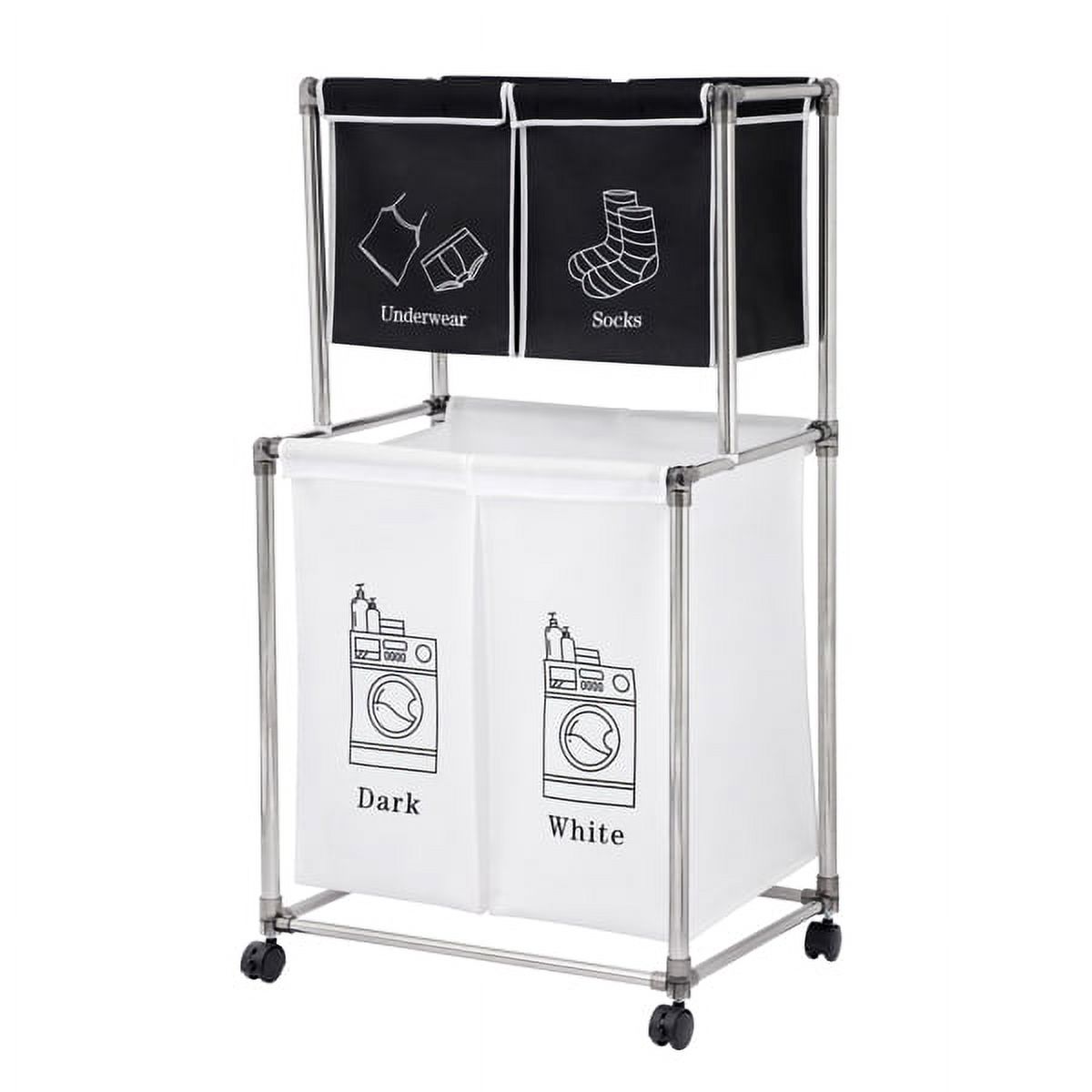 Dsseng Laundry Hamper 2 Tier Laundry Sorter with 4 Removable Bags for