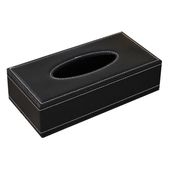 Dsseng Leather Tissue Box,Simple Household Paper Box, Hotel Catering Storage Box,For Car,Home,Black