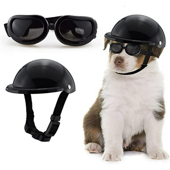 Dsseng New Motorcycle Pet Helmet With Sunglasses Toy Hat Dog Cat Head Protection Supplies Pet Toy Hat Sunglasses Helmet Cover