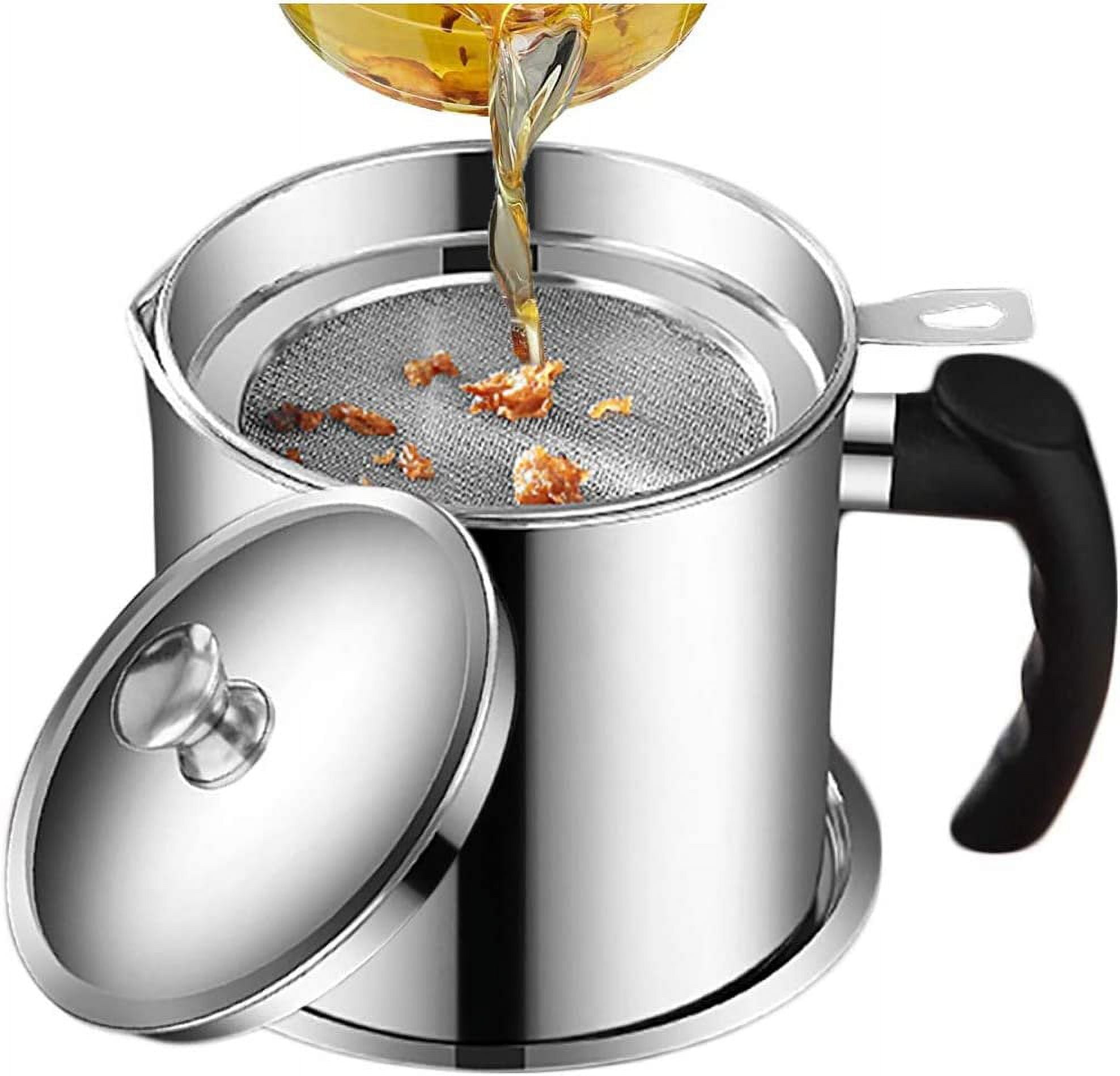 Dsseng Oil Strainer Pot Grease Can Stainless Steel Cooking Grease