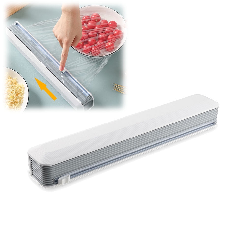 Dsseng Plastic Wrap Dispenser with Cutter Aluminum Foil Dispenser Refillable Wrap Dispenser Plastic Food Wrap Dispenser Cling Film Dispenser with Cutter and with a roll of BPA Free Cling Film