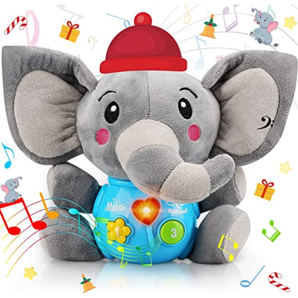 Dsseng Plush Elephant Music Baby Toys Cute Stuffed Animal Light Up Baby Toys Newborn Baby Musical Toys for Infant Babies Boys & Girls Toddlers