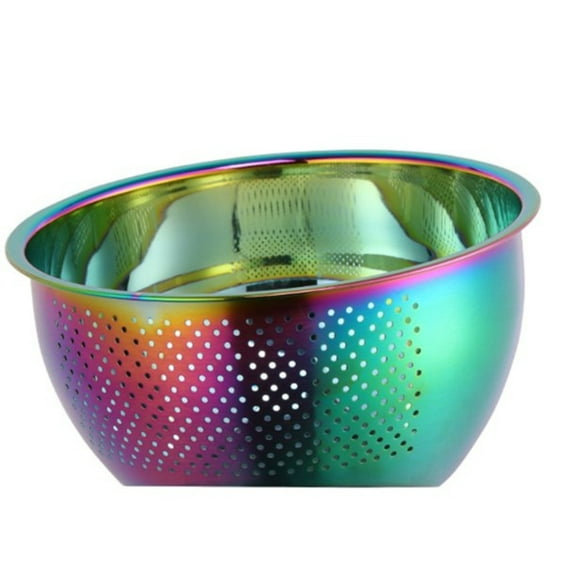 Dsseng Strainer Basket Rice Stainless Steel Washing Filter Strainer Colorful Basket Sieve Drainer Kitchen Gadget -Rainbow