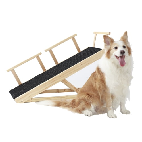 Dsseng Tall Adjustable Pet Ramp, Folding Portable Wooden Dog Cat Ramp