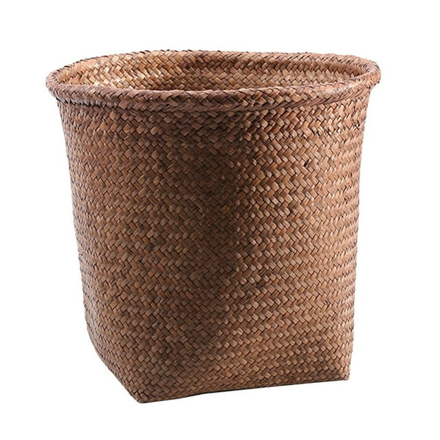 Dsseng Trash Can Waste Woven Bathroom Bedroom Can Basket Basket Garbage