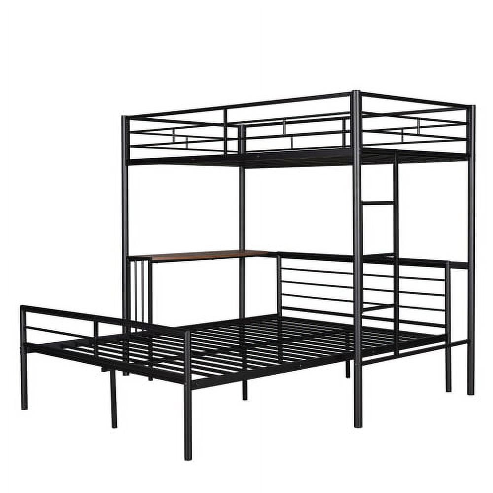 Dsseng Twin Over Full Metal Bunk Bed with Desk, Ladder and Quality