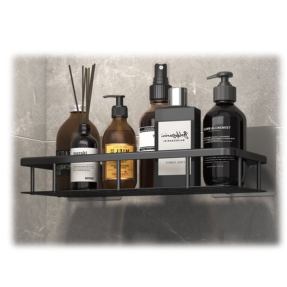 Dsseng Wall Shelf Double-Piece Set-Wall-Mounted Storage Shelf-with Black Iron Frame and Towel Rack-Floating Decorative Storage for Bathroom, Kitchen, Bedroom and Living Room (Black)